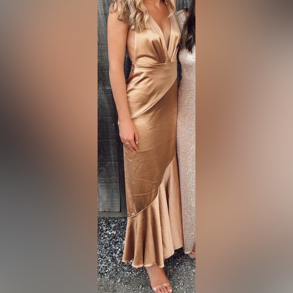 Forever 21 gold deep V dress!